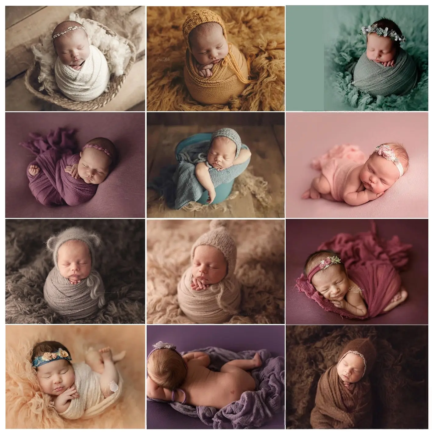 Harmonious newborn photography color palette with layered textures and coordinated props - Dvotinst