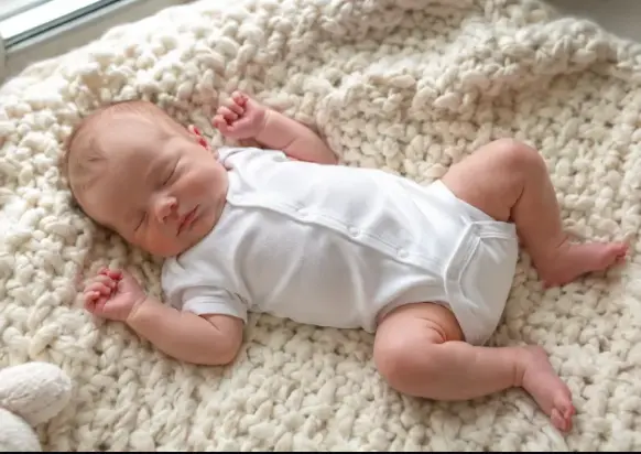 Natural light baby photoshoot setup with a soft blanket and gentle styling - Dvotinst