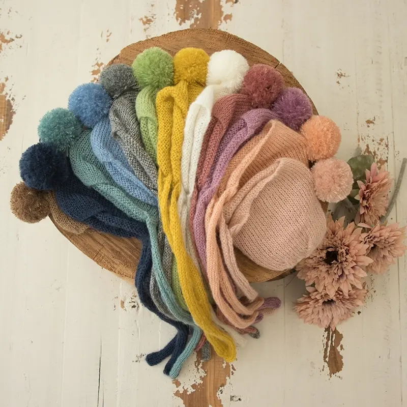 Baby Handmade Knitted Wrap with Ball Hat 2pcs Set - Image 3