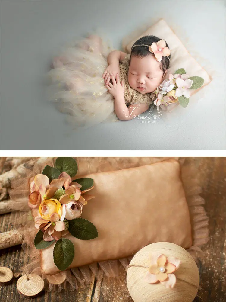 Baby Posing Mesh Floral Pillow with Hat or Headband - Image 5