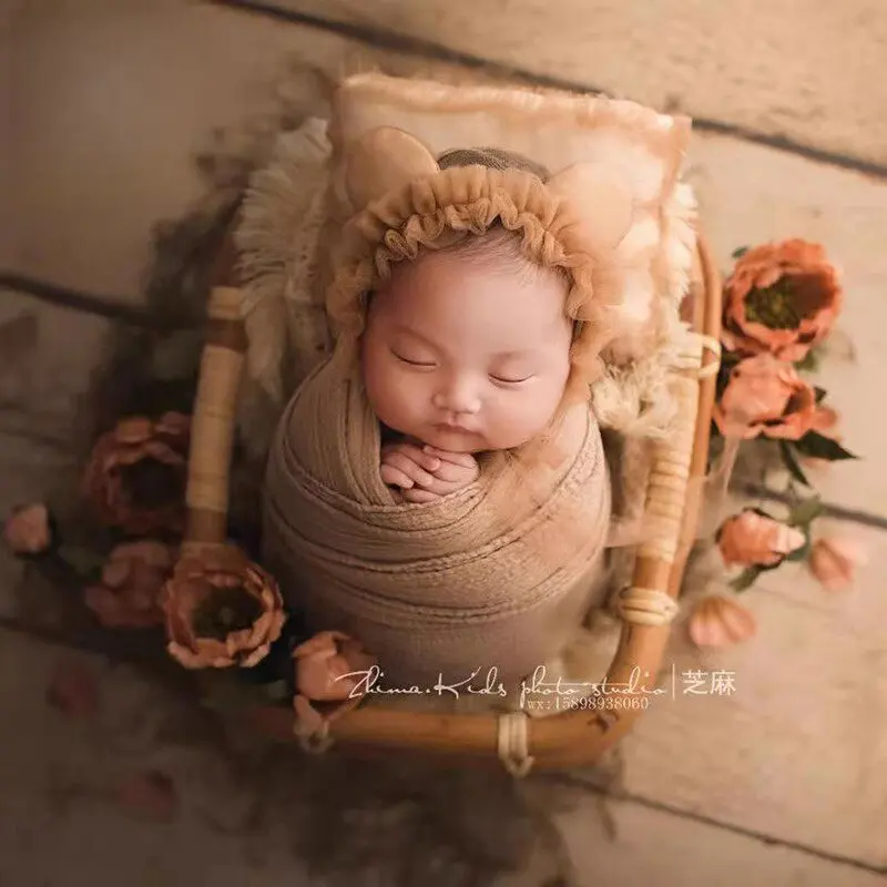 Baby Posing Mesh Floral Pillow with Hat or Headband