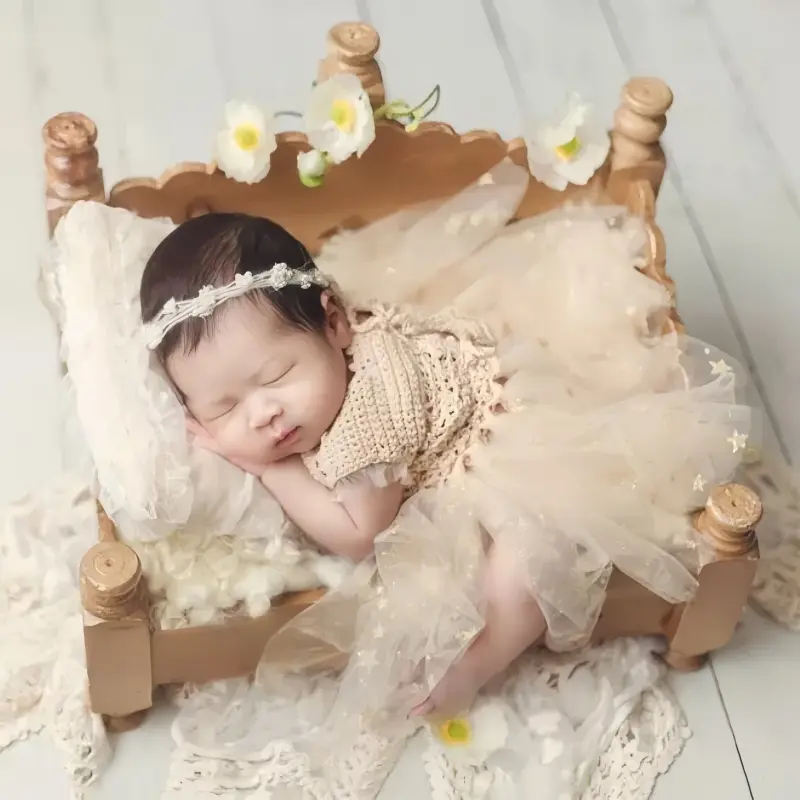 Baby Posing Mesh Floral Pillow with Hat or Headband - Image 4