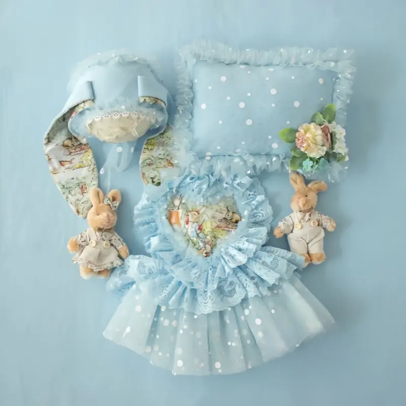 Baby Girl Bunny Dress with Hat and Pillow Set - Image 3